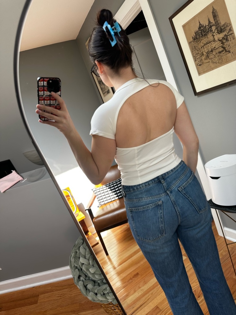 White Cutout Short Sleeve Top